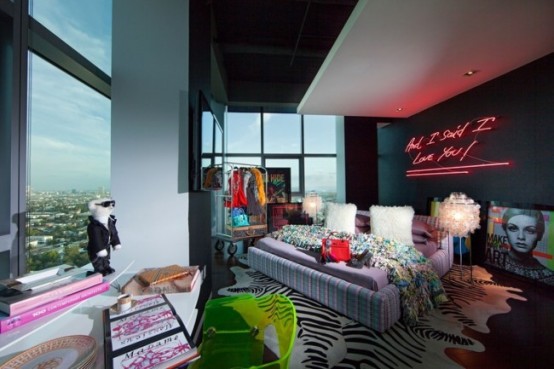 Modern Surrealist Penthouse With Colorful Interiors Modern Surrealist Penthouse With Colorful Interiors