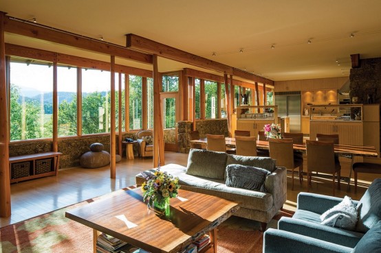 Montana Glass Home With Lots Of Wood In Decor Montana Glass Home With Lots Of Wood In Decor
