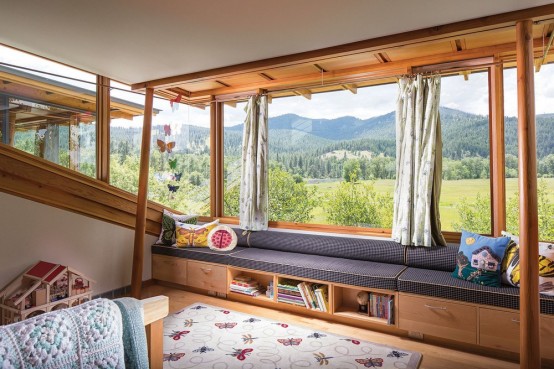 Montana Glass Home With Lots Of Wood In Decor Montana Glass Home With Lots Of Wood In Decor