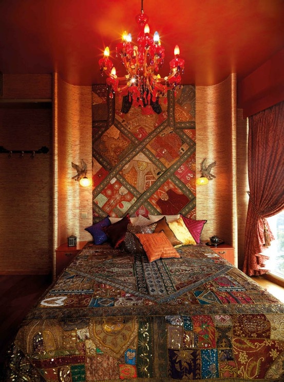 moroccan designs bedroom mysterious boho interior indian rooms inspired digsdigs decor bohemian decorating bed themed interiors colours lamps exotic gypsy