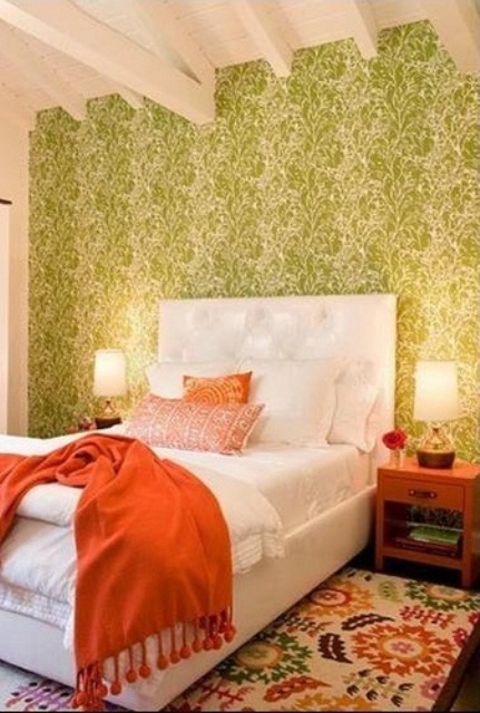 Orange Accents In Bedrooms 12 