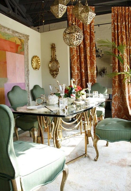 dining boho chic bohemian designs rooms area table lighting decor digsdigs furniture simple gypsy chairs series colorful living sunroom bright