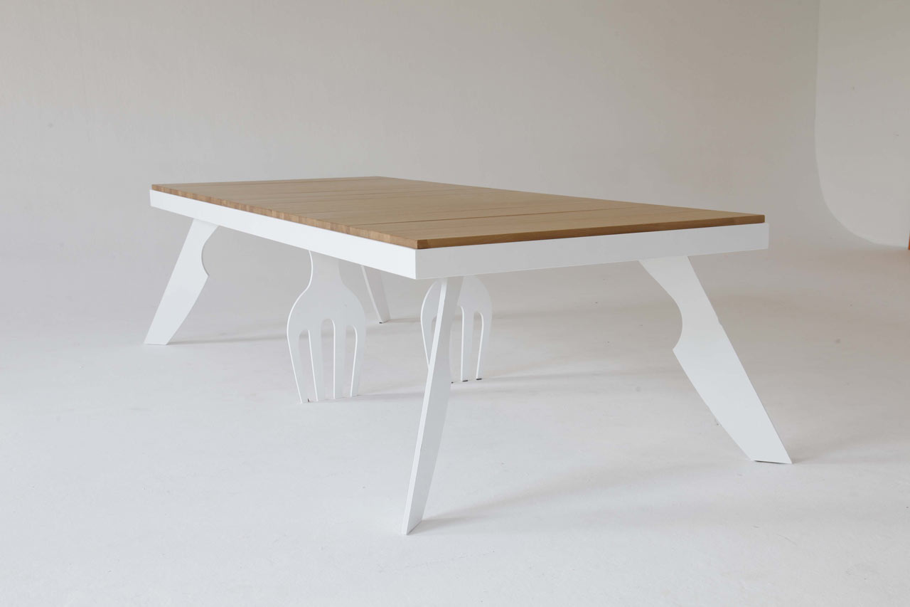 Original Dining Table With Fork- And Knife-Shaped Legs | DigsDigs