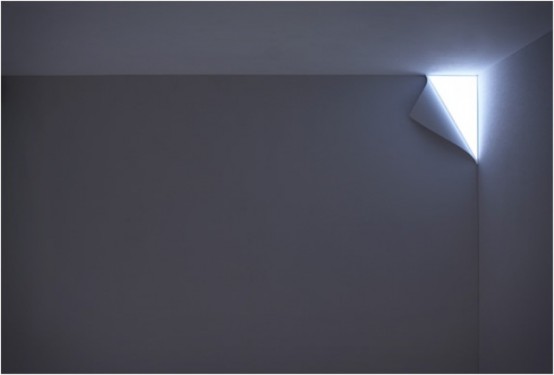 Creative Peel Wall Light Hidden In The Corner Of the Wall - DigsDigs