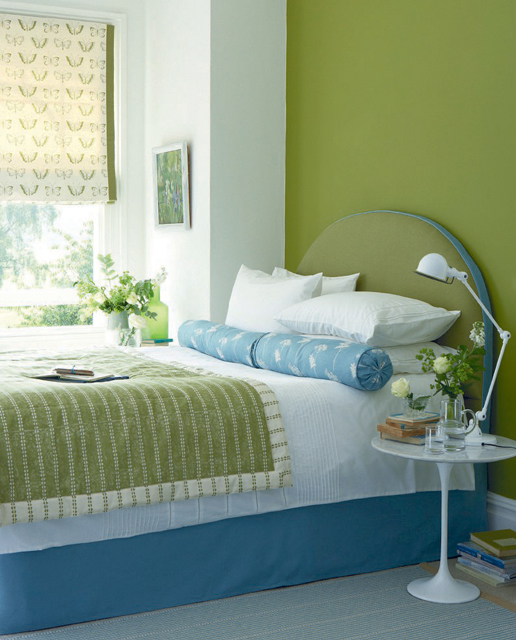 Plain Bedroom With Deep Colored Bedding