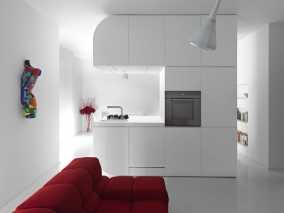 Pure White Futuristic Apartment Space Oddysey