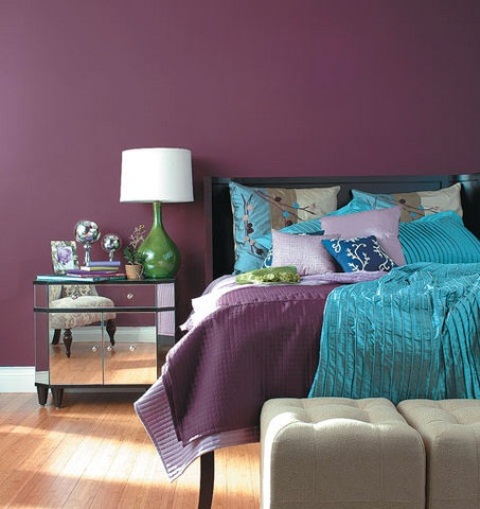 Purple Accents In Bedroom