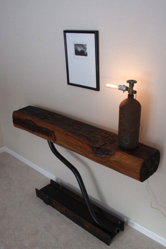 Reclaimed Wood Tables Made Of 1800's Beams - DigsDigs