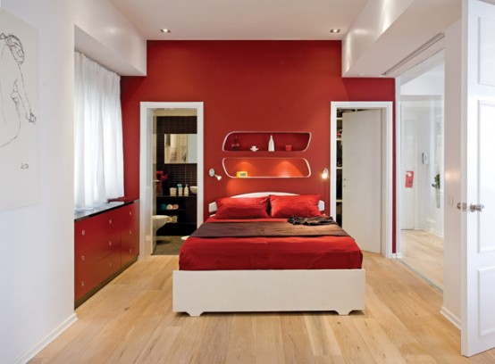 Red-White Apartment Interior Decor - DigsDigs
