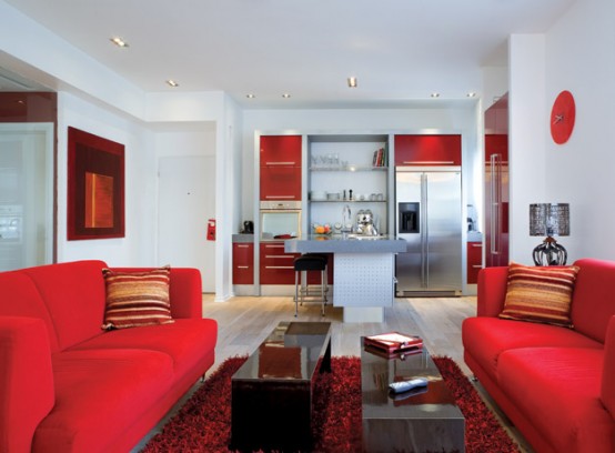 apartment interior decor,modern apartment decor,red apartment,tel aviv,white apartment,modern home designs