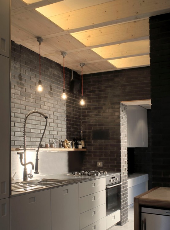 Shadow House Of Black Brick With Industrial Decor
