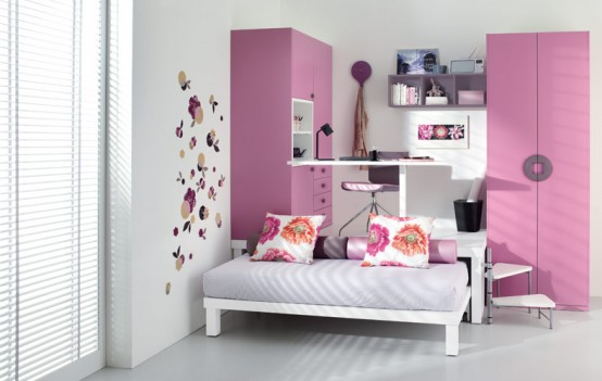 small pink teenage loft bedroom