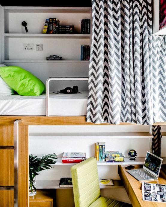 Space Efficient Student Apartment In Bold Colors Space Efficient Student Apartment In Bold Colors