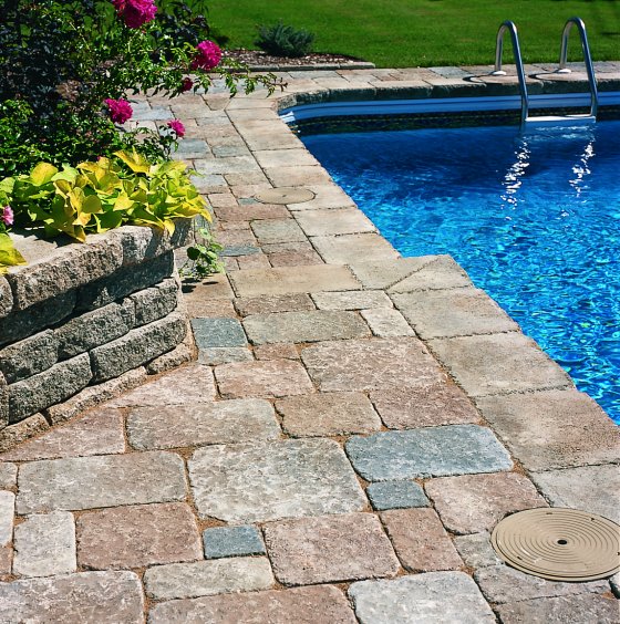 25 Stone Pool Deck Design Ideas  DigsDigs