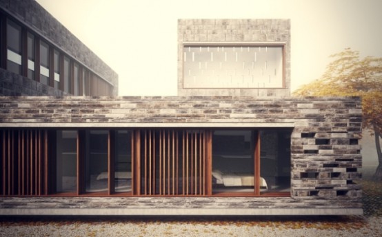 Stonework House Design With Bamboo Growing Inside Stonework House Design With Bamboo Growing Inside