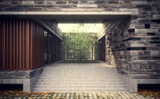 Stonework House Design With Bamboo Growing Inside Stonework House Design With Bamboo Growing Inside