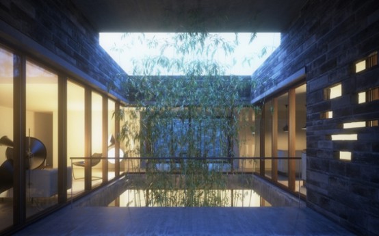 Stonework House Design With Bamboo Growing Inside Stonework House Design With Bamboo Growing Inside