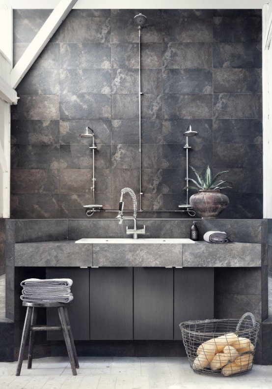 bathroom industrial designs minimalist chic modern concrete steel vanity digsdigs sink grey interior striking decor stone estilo source wood rustic