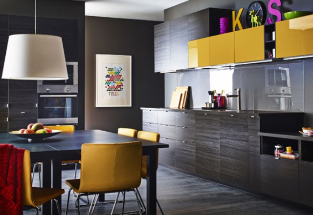 Minimalist Black White Yellow Kitchen with Simple Decor