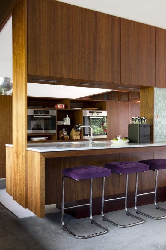 mid century kitchen modern designs perth cabinets stylish atmospheric renee coleman stools countertops purple australia digsdigs contemporary plastolux thedesignfiles timber