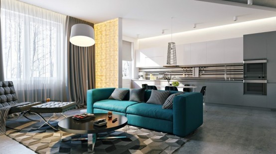 Stylish Andedgy Modern Loft Design In Grey And White