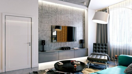Stylish Andedgy Modern Loft Design In Grey And White