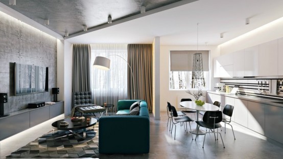 Stylish Andedgy Modern Loft Design In Grey And White