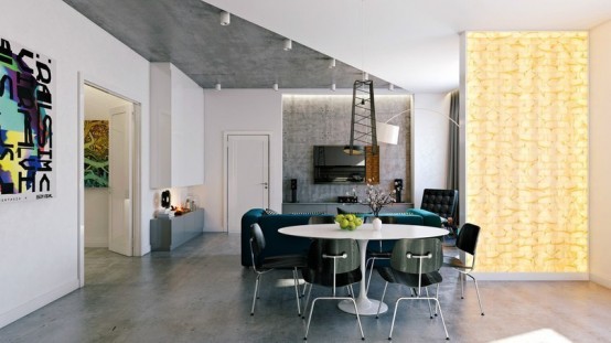 Stylish Andedgy Modern Loft Design In Grey And White
