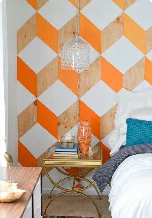 geometric stylish decor paint walls painting diy bedroom painted simple source murals orange papel wood 3d ways parede cool mur