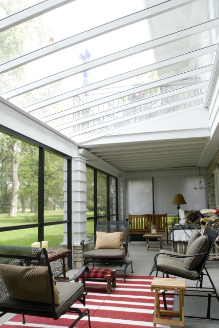 Sunroom with a polycarbonate clear roof