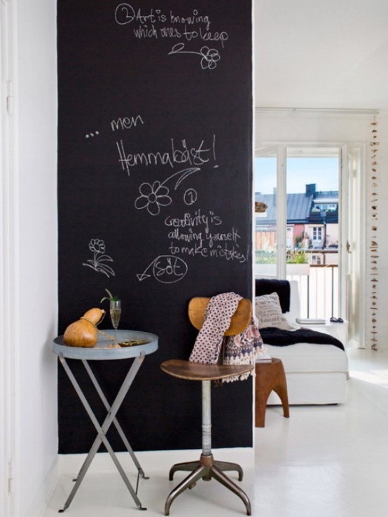 Tiny Black And White Studio With Wood Accents Tiny Black And White Studio With Wood Accents