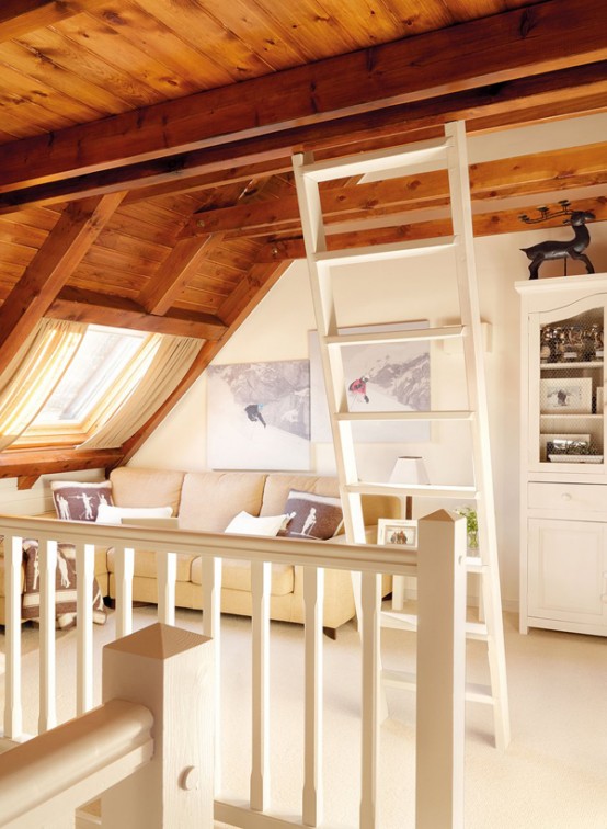 vintage wooden house in the pyrenees 10 554x756 Thiết kế không gian lãng mạn với tầng áp mái phong cách vintage
