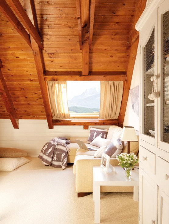 vintage wooden house in the pyrenees 11 554x734 Thiết kế không gian lãng mạn với tầng áp mái phong cách vintage
