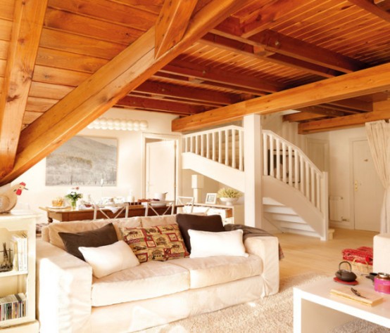vintage wooden house in the pyrenees 5 554x474 Thiết kế không gian lãng mạn với tầng áp mái phong cách vintage