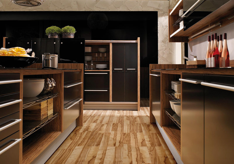 Glossy Lacquer with Natural Wood Kitchen Design - Vitrea ...