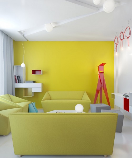 Vivacious Colorful Interior Design Of A Small Apartment
