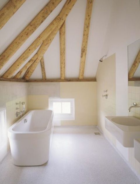 bathroom beams designs exposed incorporate ways wooden wolzak extension farmhouse into digsdigs