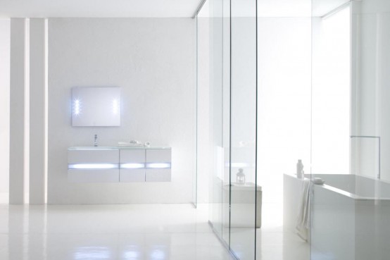 White Bathroom Vanities With Fluorescent Light Fixtures By Arlex ...