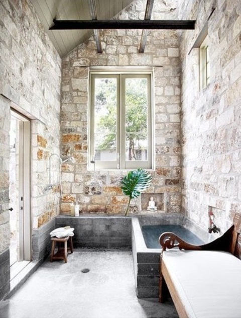 50 Wonderful Stone Bathroom Designs | DigsDigs