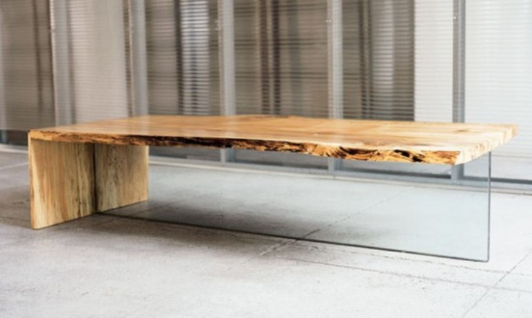 Rustic Wood and Glass Coffee Tables