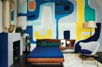 02 The master bedroom has a bold graphic wall that looks as an oversized art piece
