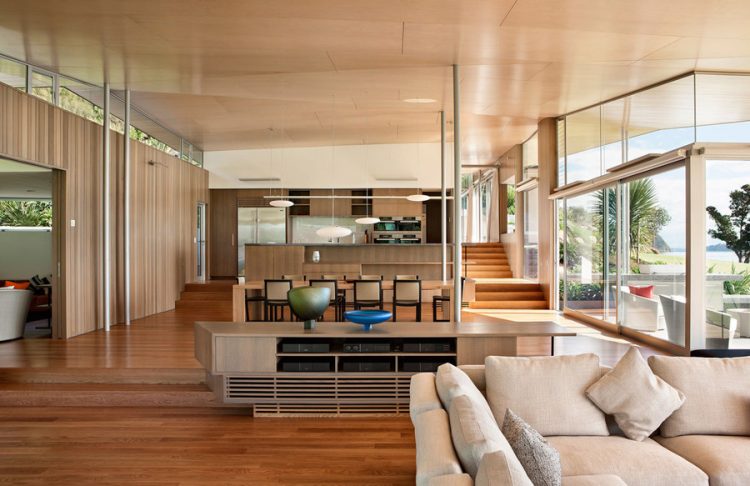 Totally clad with wood, Fold House looks very cozy