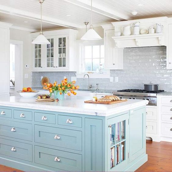 book storage in a kitchen island