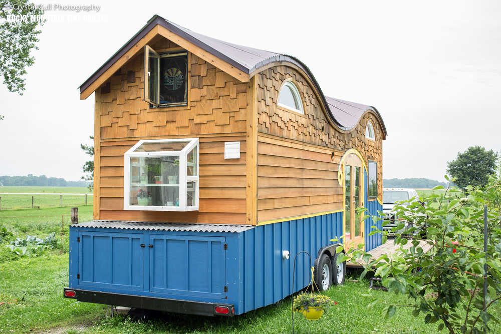 The home is portable and there's a deck outside