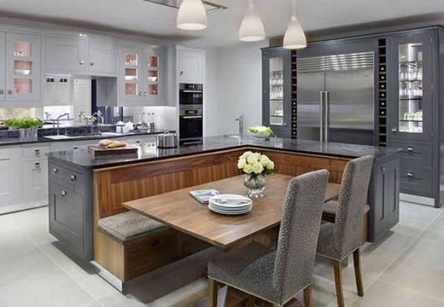 kitchen island with build in table