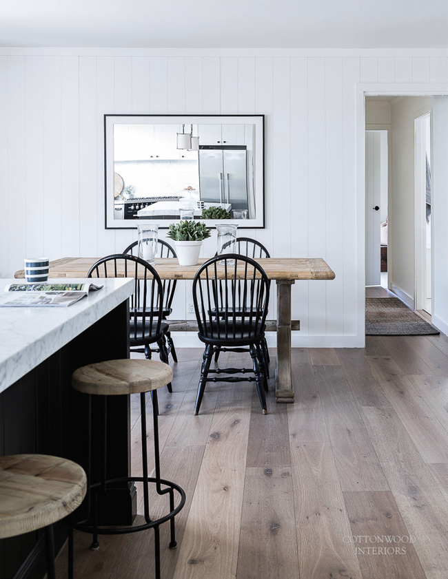 the dining table is rustic