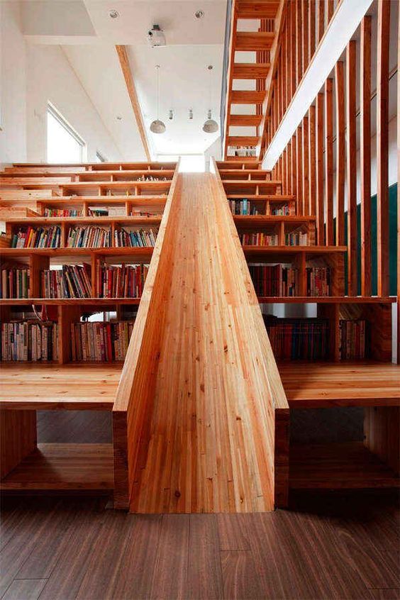 book storage in the stairs