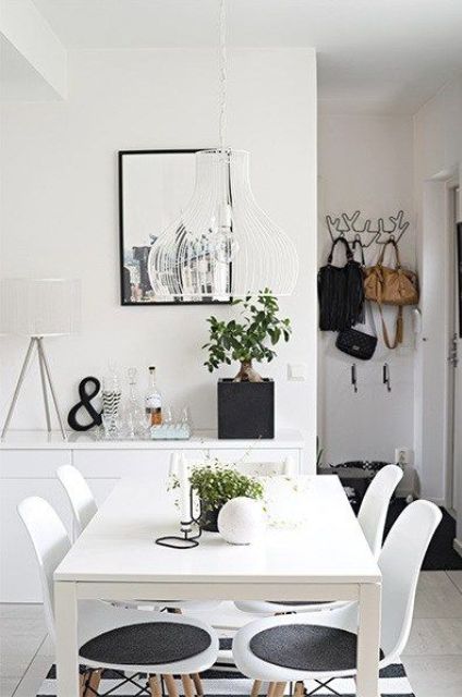 Melltorp dining table and monochromatic chairs