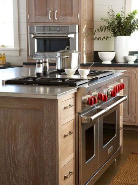 kitchen island with a built in cooker