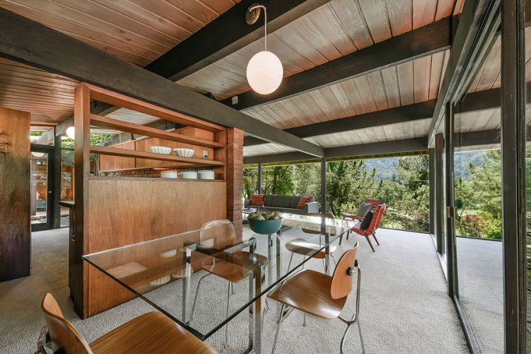 the wooden ceiling with wooden beams are a part of the decor